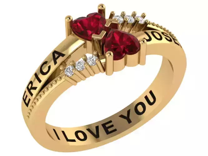 Personalized Two Stone Mothers Ring Set Sizes 5 to 12