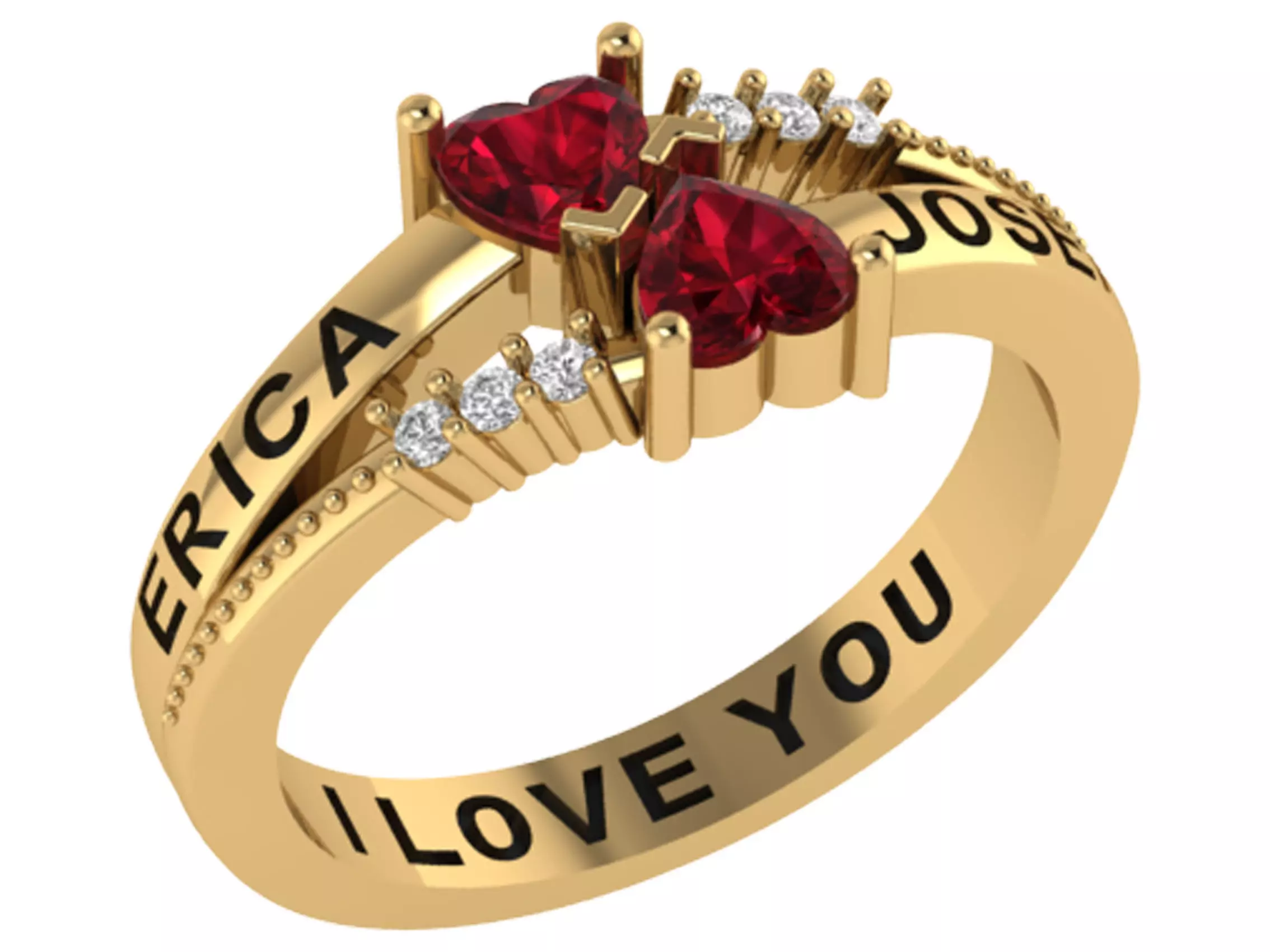 Personalized Two Stone Mothers Ring Set Sizes 5 to 12 3D print model_0