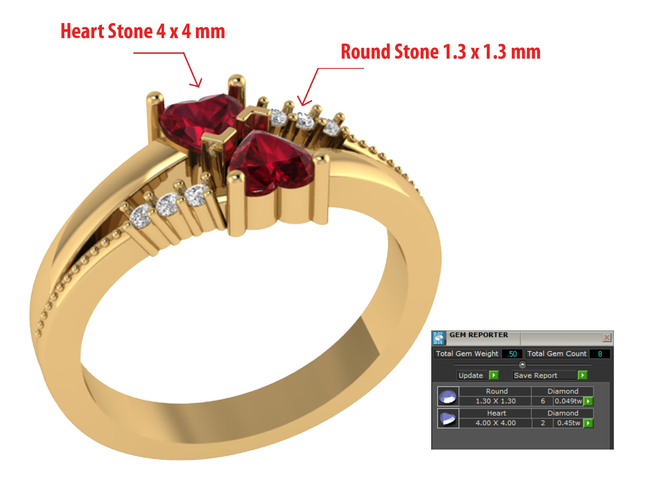 Personalized Two Stone Mothers Ring Set Sizes 5 to 12 3D print model_5