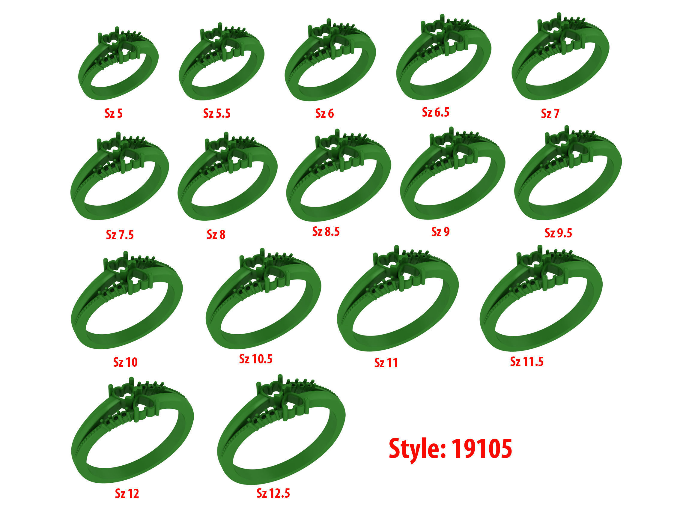 Personalized Two Stone Mothers Ring Set Sizes 5 to 12 3D print model_3