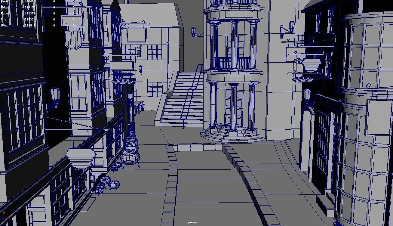 Diagon Alley Harry Potter Textured 3D model_13