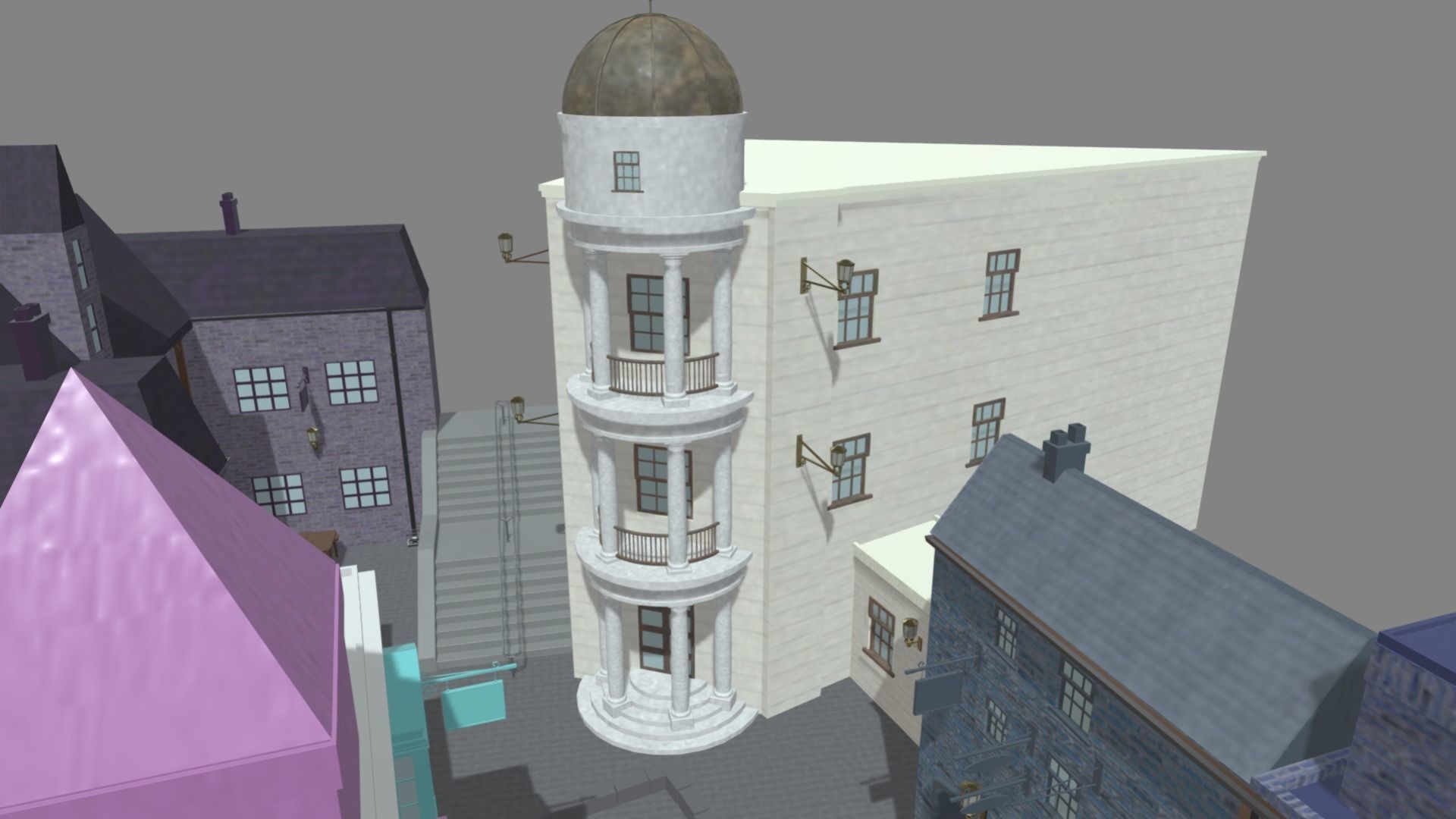 Diagon Alley Harry Potter Textured 3D model_7