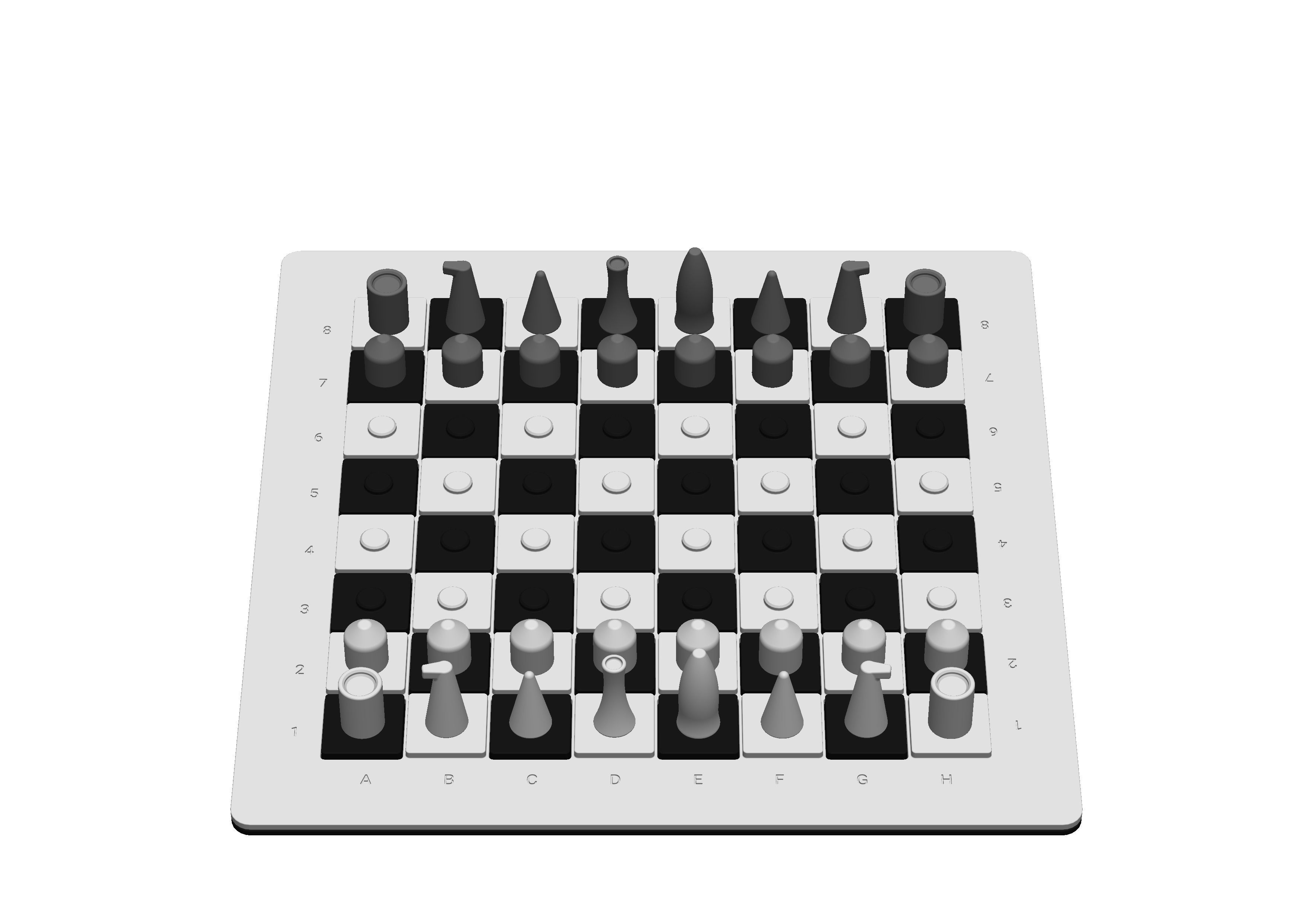 Modern Minimalistic Chess Pieces Set 3D print model_8