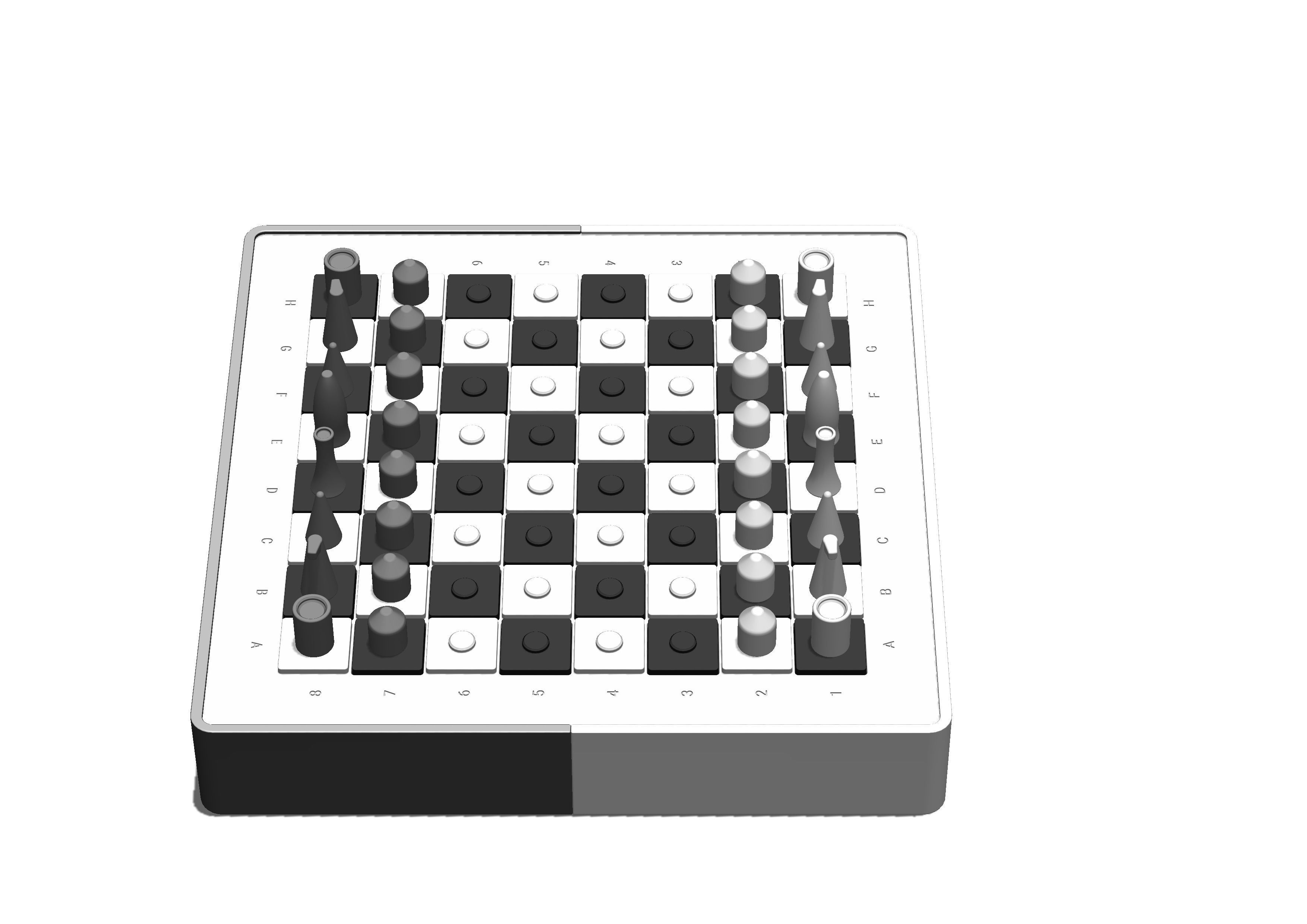 Modern Minimalistic Chess Pieces Set 3D print model_10