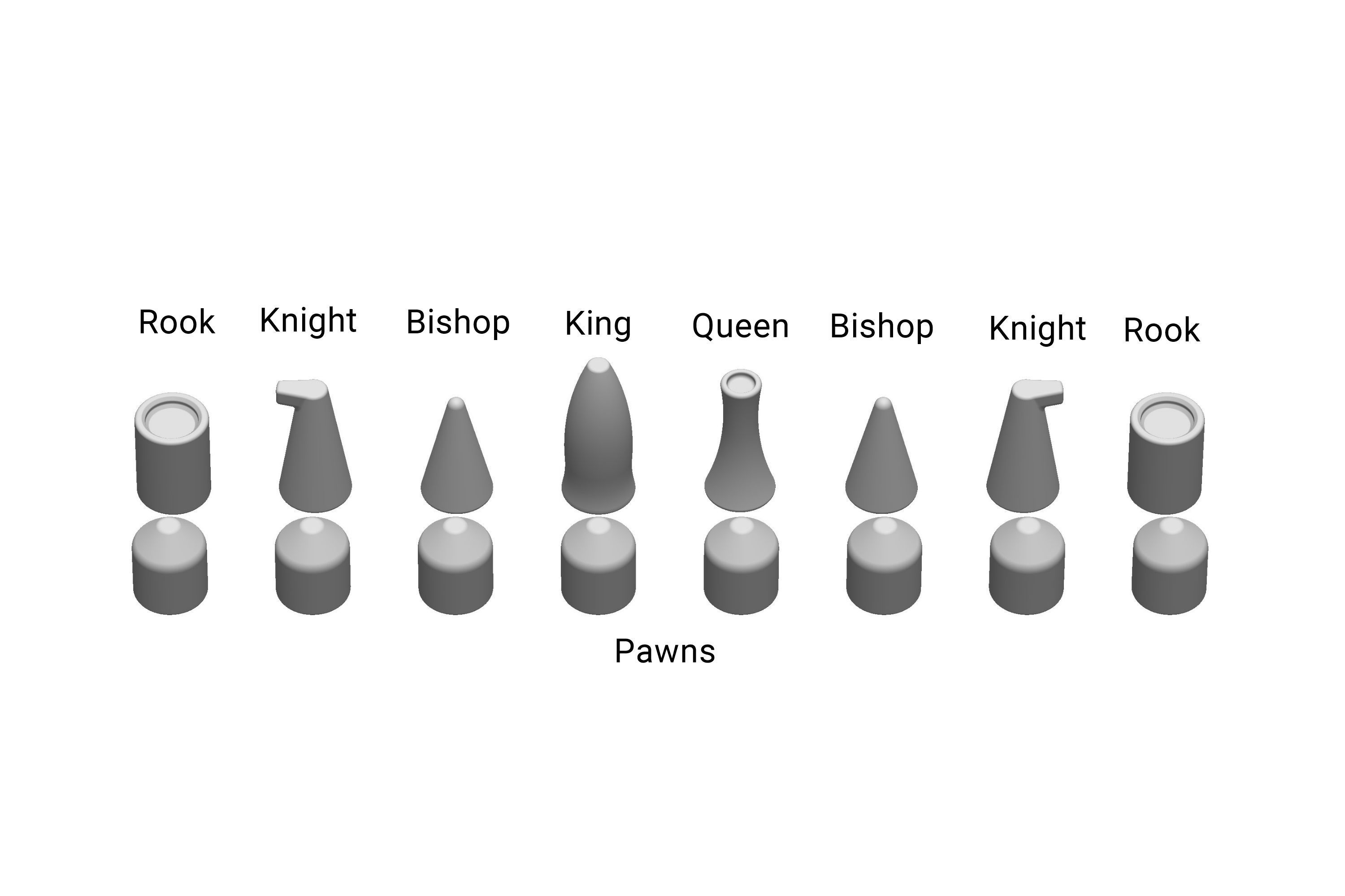 Modern Minimalistic Chess Pieces Set 3D print model_2