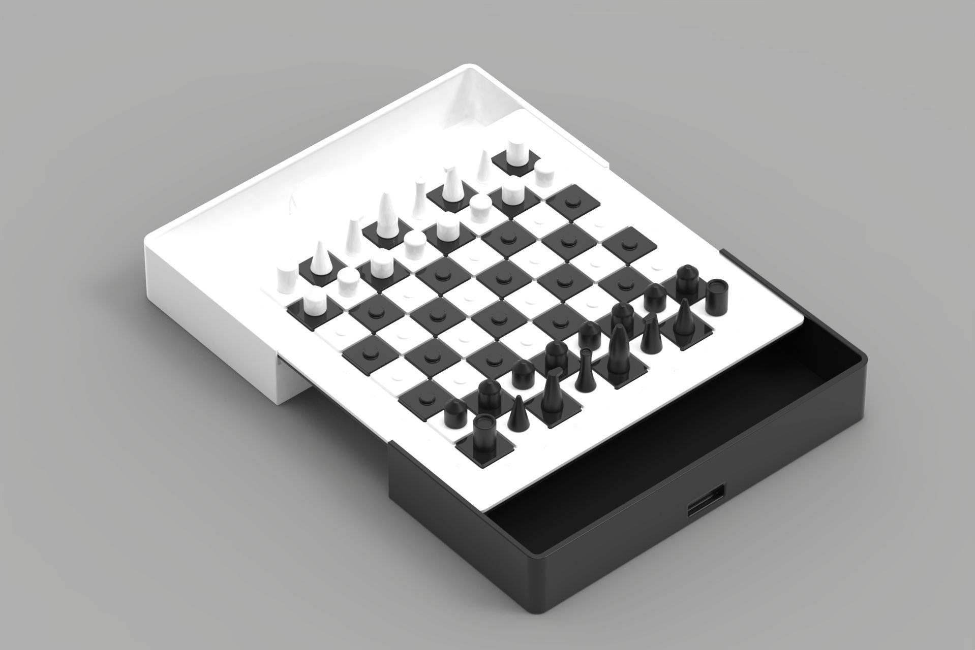 Modern Minimalistic Chess Pieces Set 3D print model_3