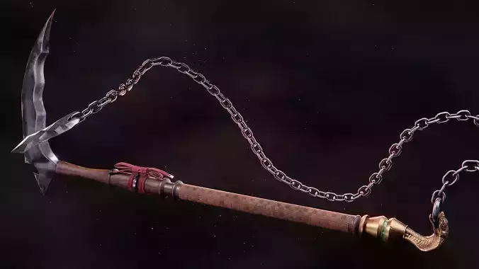 Kusarigama Scythe Weapon Low-poly 3D model