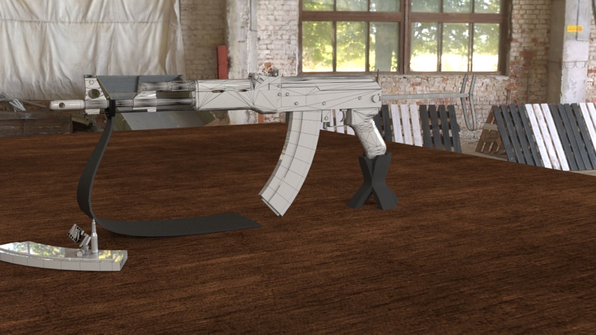Russian AKS 74 Assault Rifle Low-poly 3D model_18