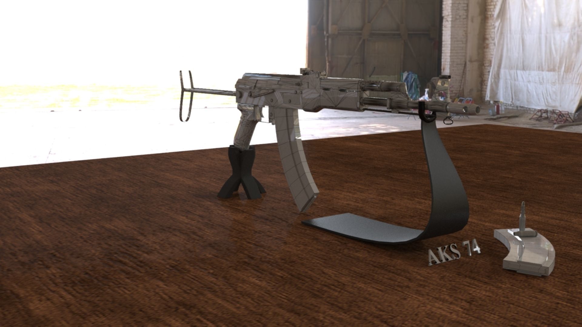 Russian AKS 74 Assault Rifle Low-poly 3D model_12