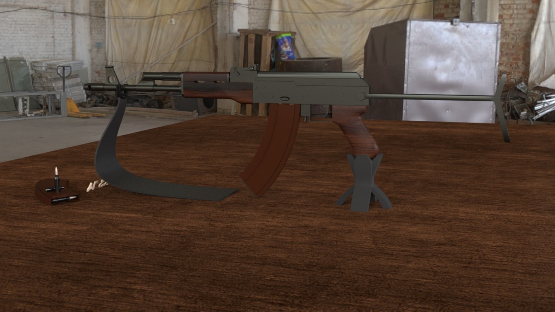 Russian AKS 74 Assault Rifle Low-poly 3D model_4