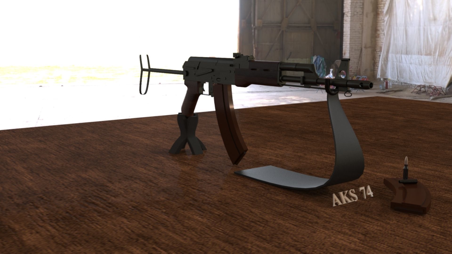 Russian AKS 74 Assault Rifle Low-poly 3D model_8