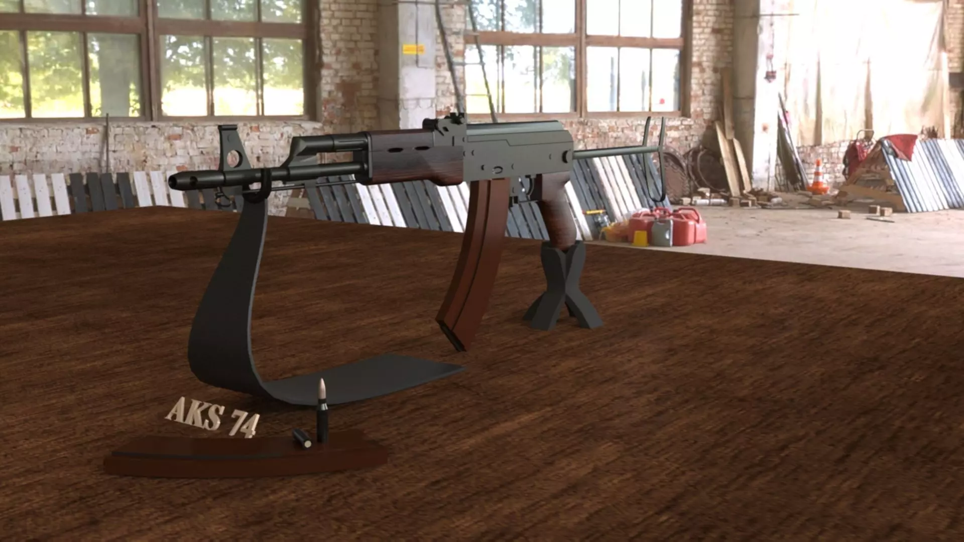 Russian AKS 74 Assault Rifle Low-poly 3D model_0