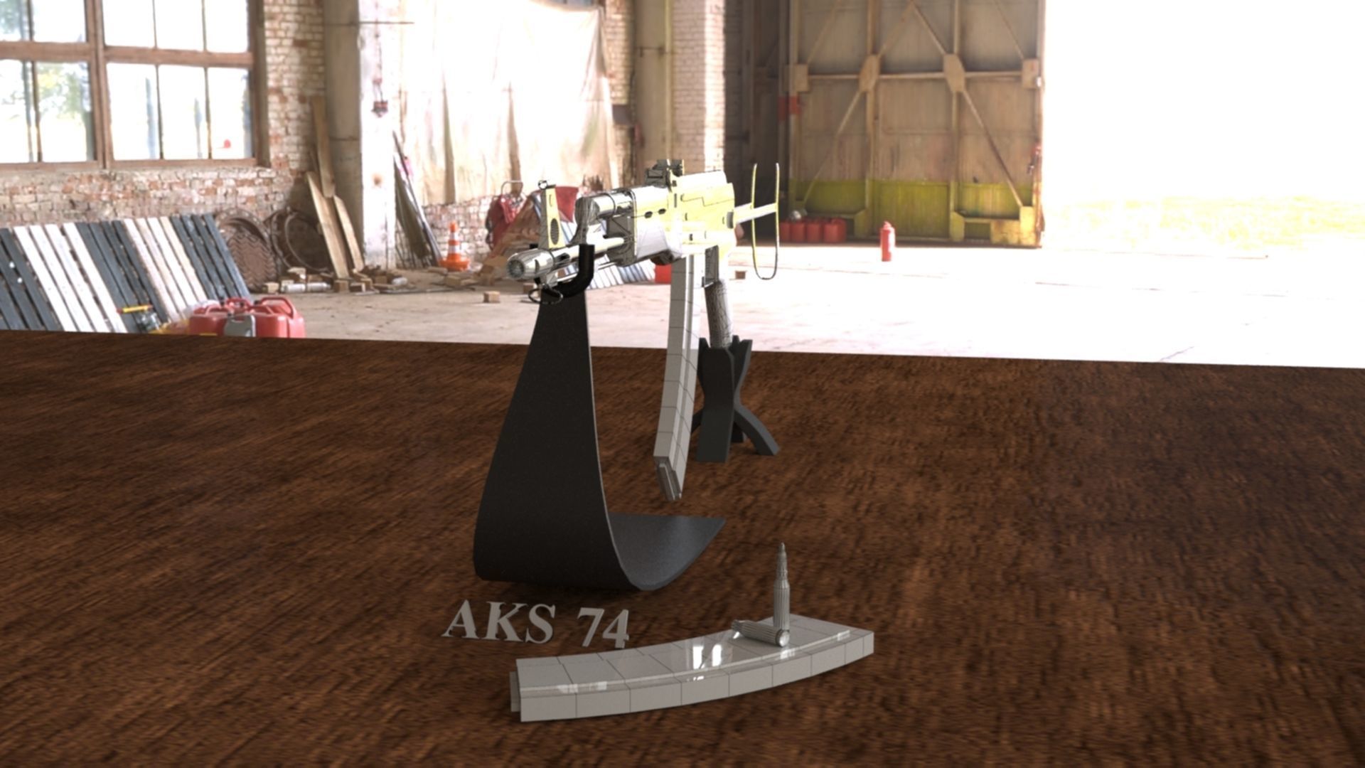 Russian AKS 74 Assault Rifle Low-poly 3D model_14