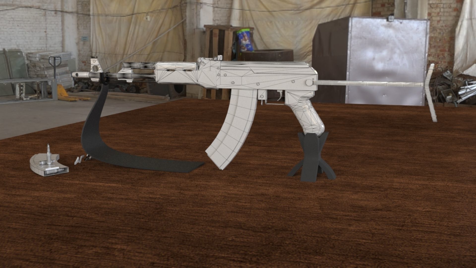 Russian AKS 74 Assault Rifle Low-poly 3D model_17