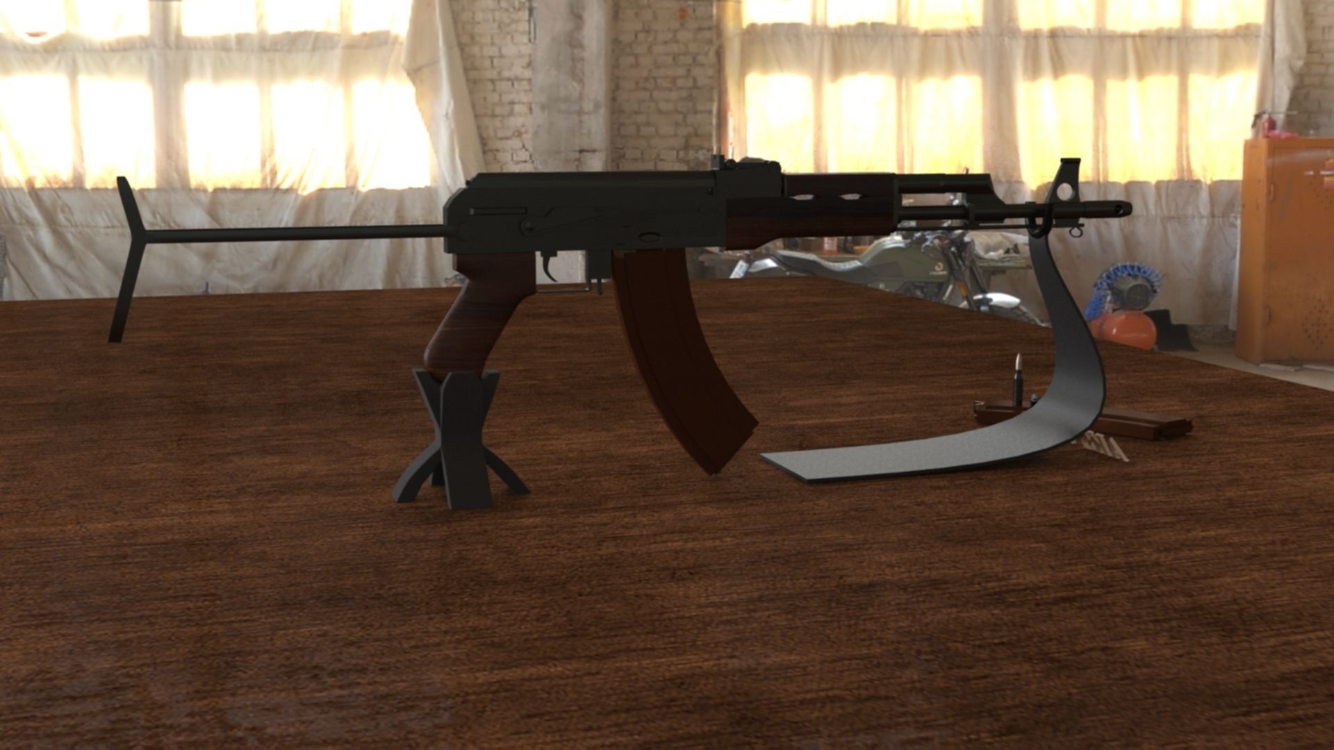 Russian AKS 74 Assault Rifle Low-poly 3D model_10