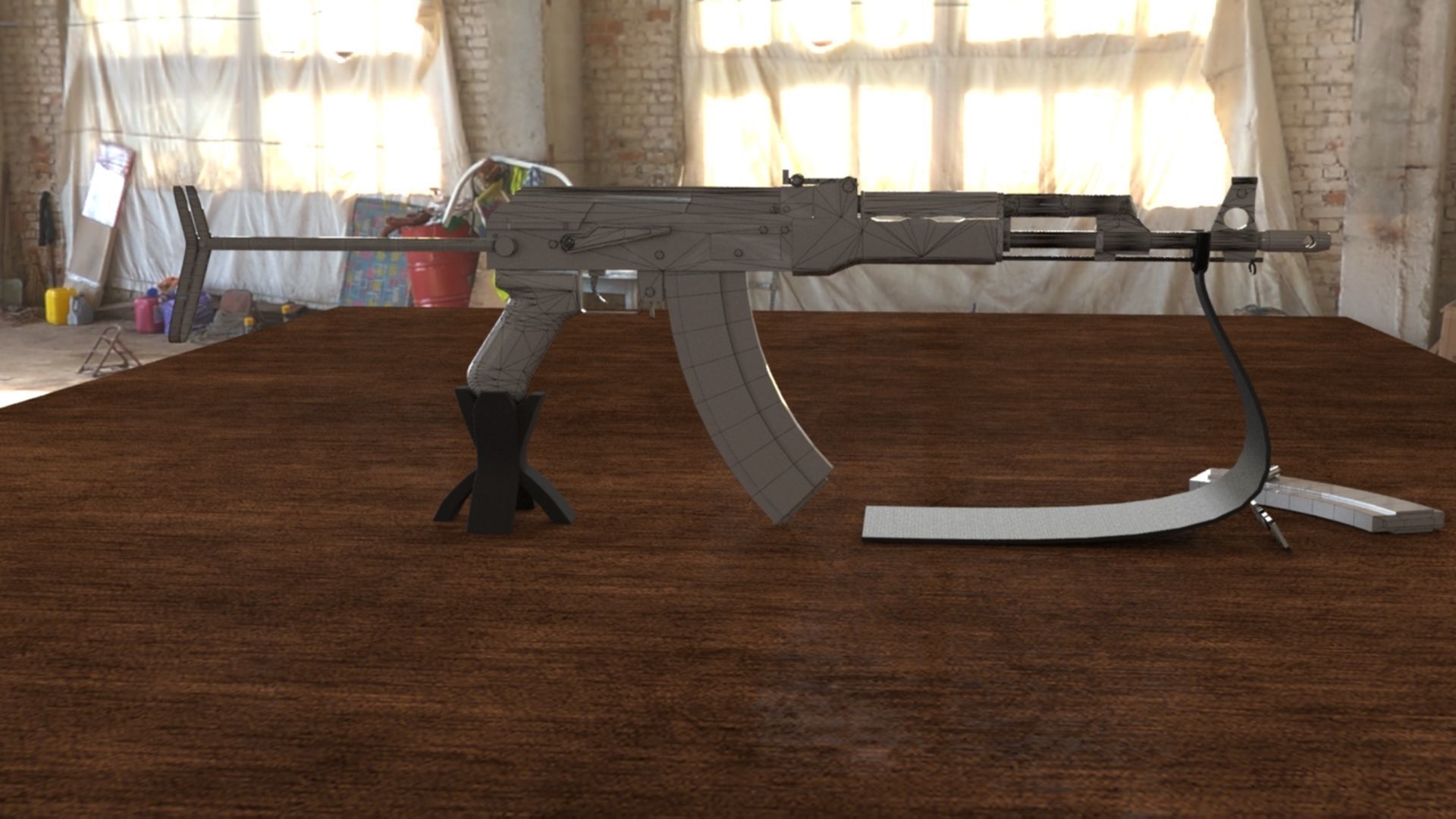 Russian AKS 74 Assault Rifle Low-poly 3D model_15