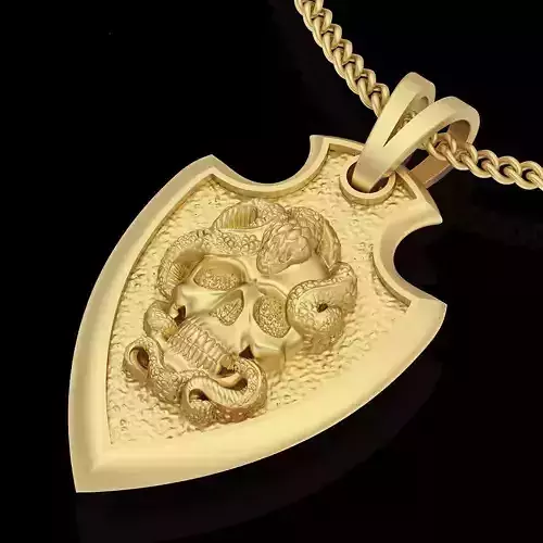 Skull snake pendant silver gold jewelry printable 3D model