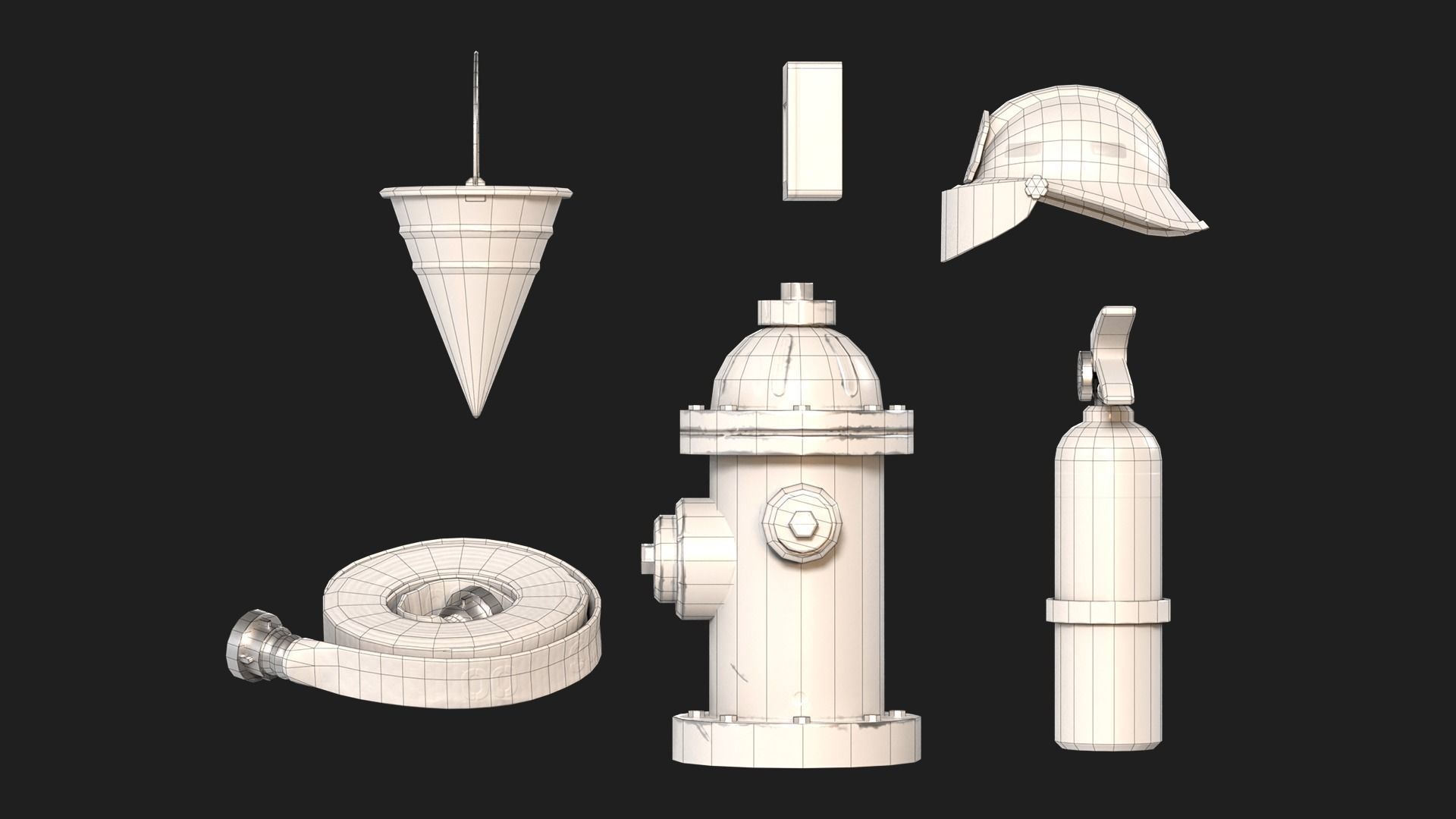 Firefighters Equipment Pack Props Set Low-poly 3D model_9