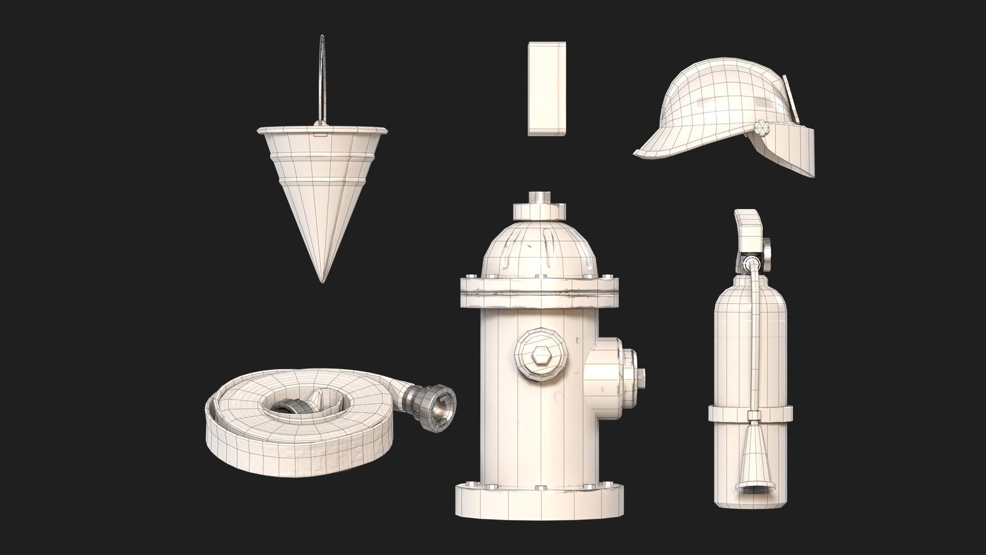 Firefighters Equipment Pack Props Set Low-poly 3D model_7