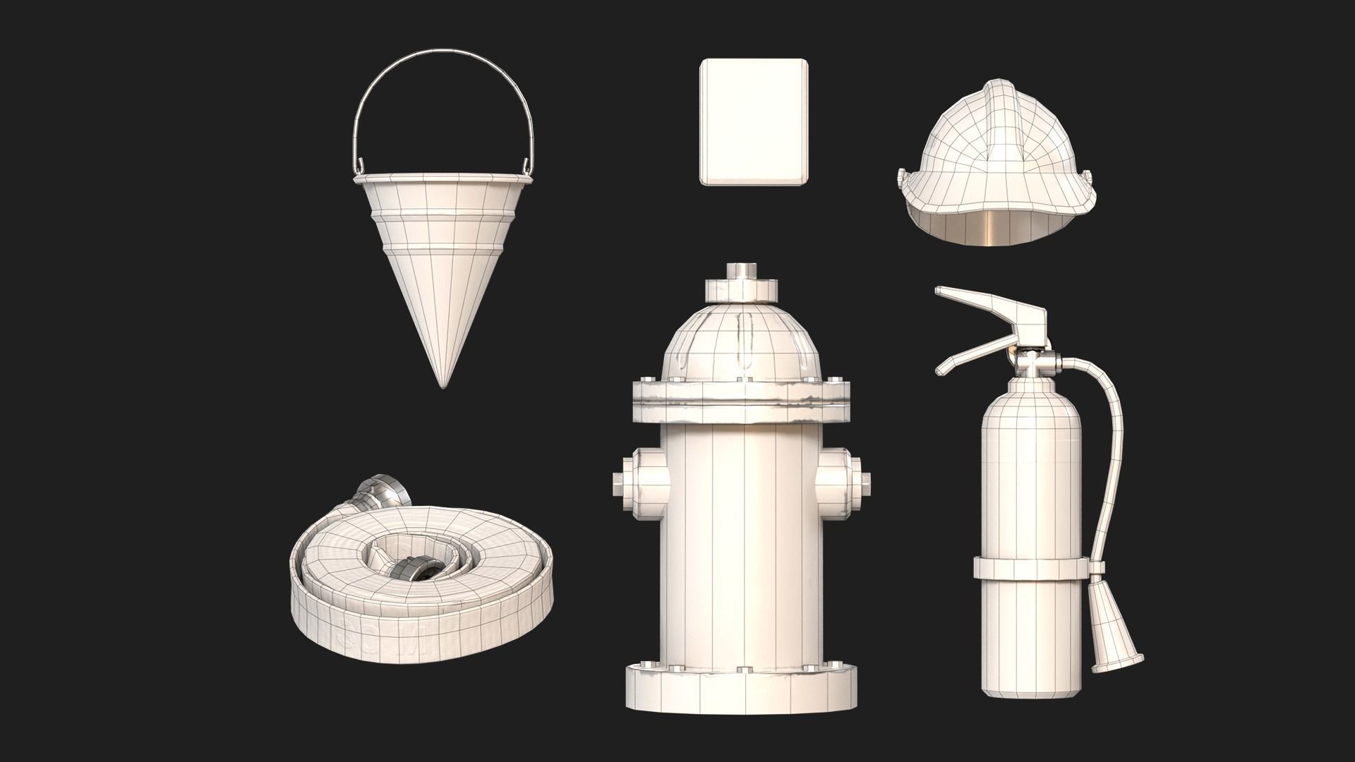 Firefighters Equipment Pack Props Set Low-poly 3D model_8
