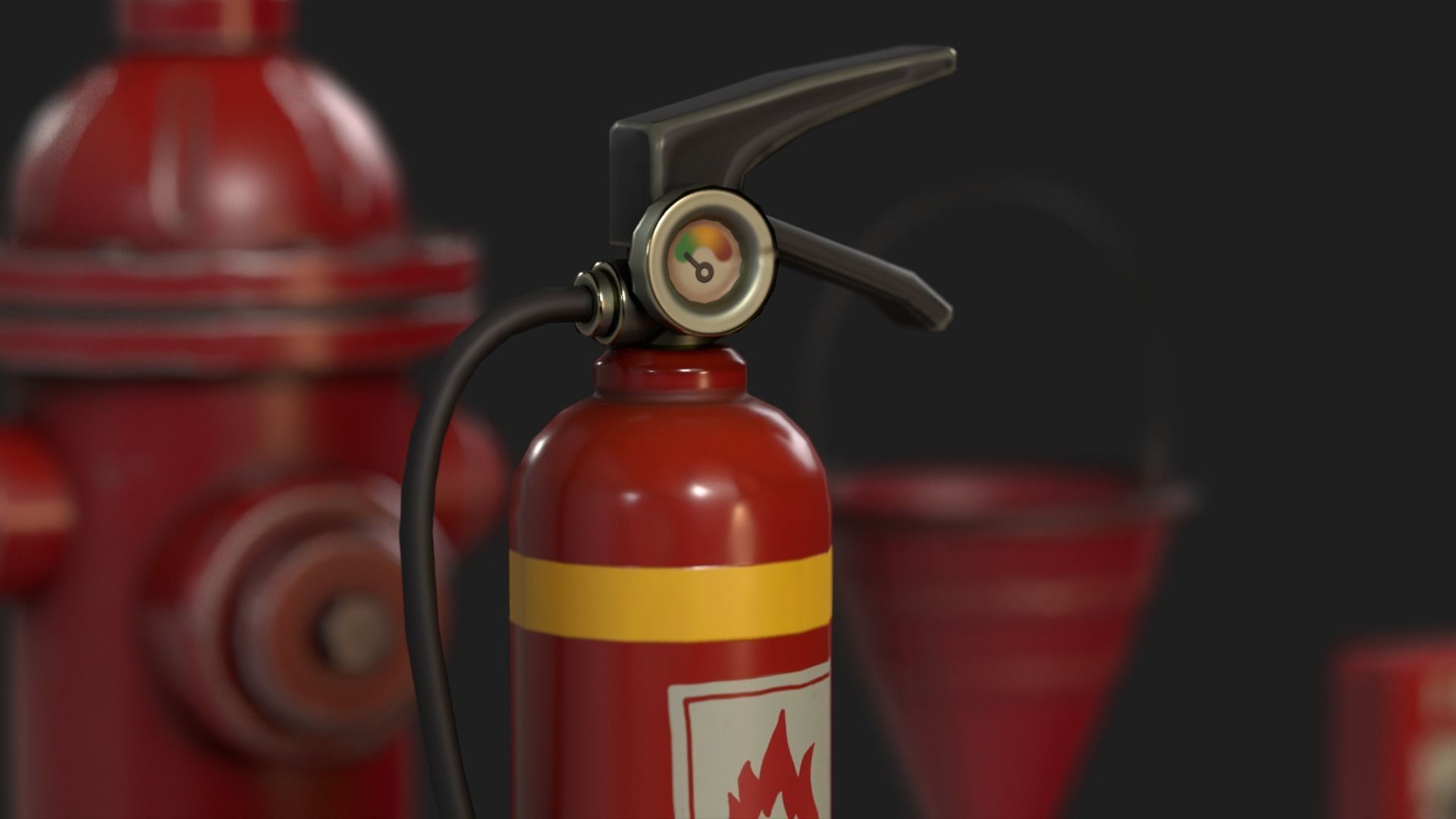 Firefighters Equipment Pack Props Set Low-poly 3D model_21
