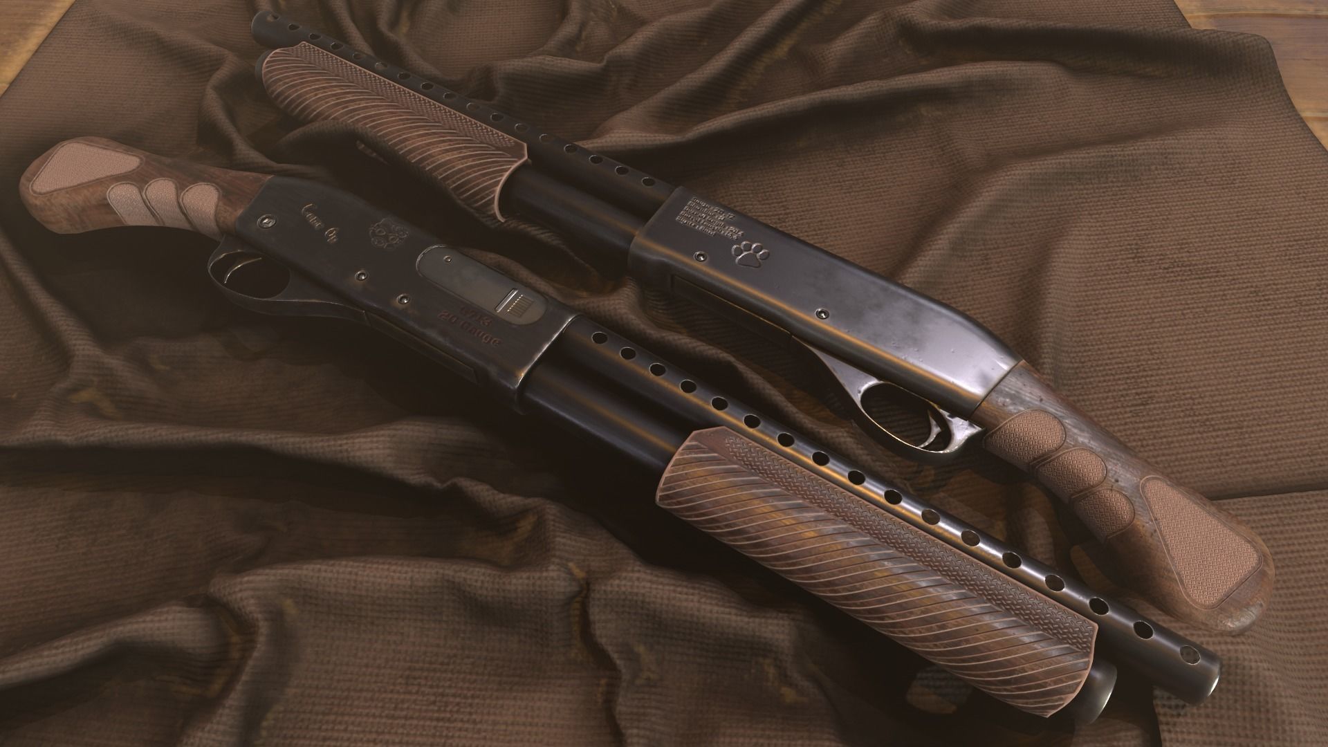 Sawed-Off Shotgun Low-poly 3D model_2