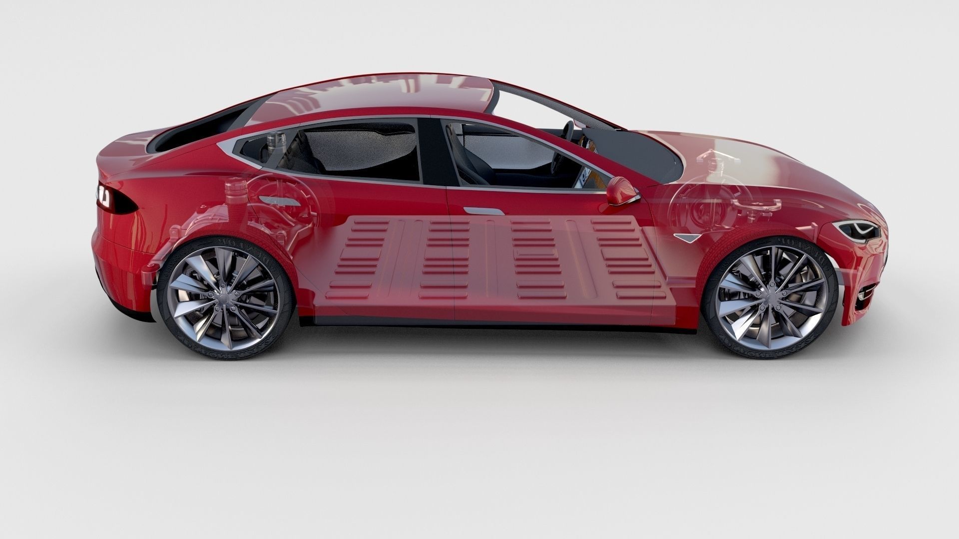 Tesla Model S with chassis-interior rev 3D model_28