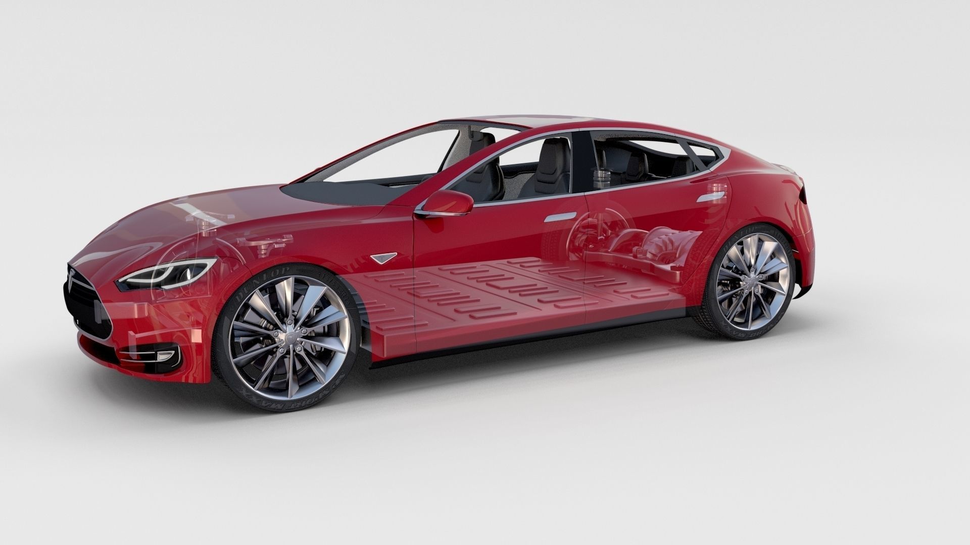 Tesla Model S with chassis-interior rev 3D model_79