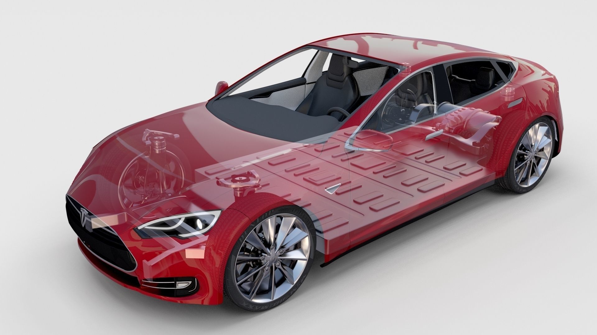 Tesla Model S with chassis-interior rev 3D model_78