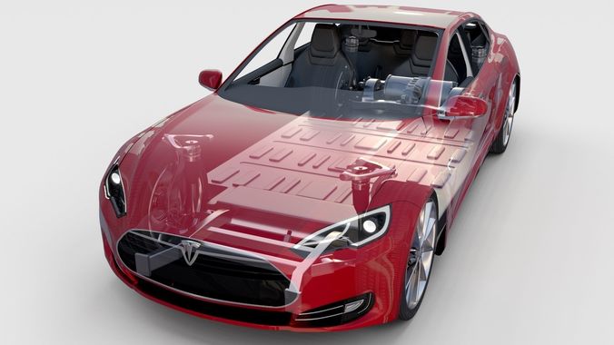 Tesla Model S with chassis-interior rev 3D model
