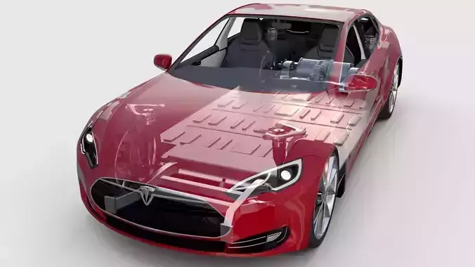 Tesla Model S with chassis-interior rev 3D model