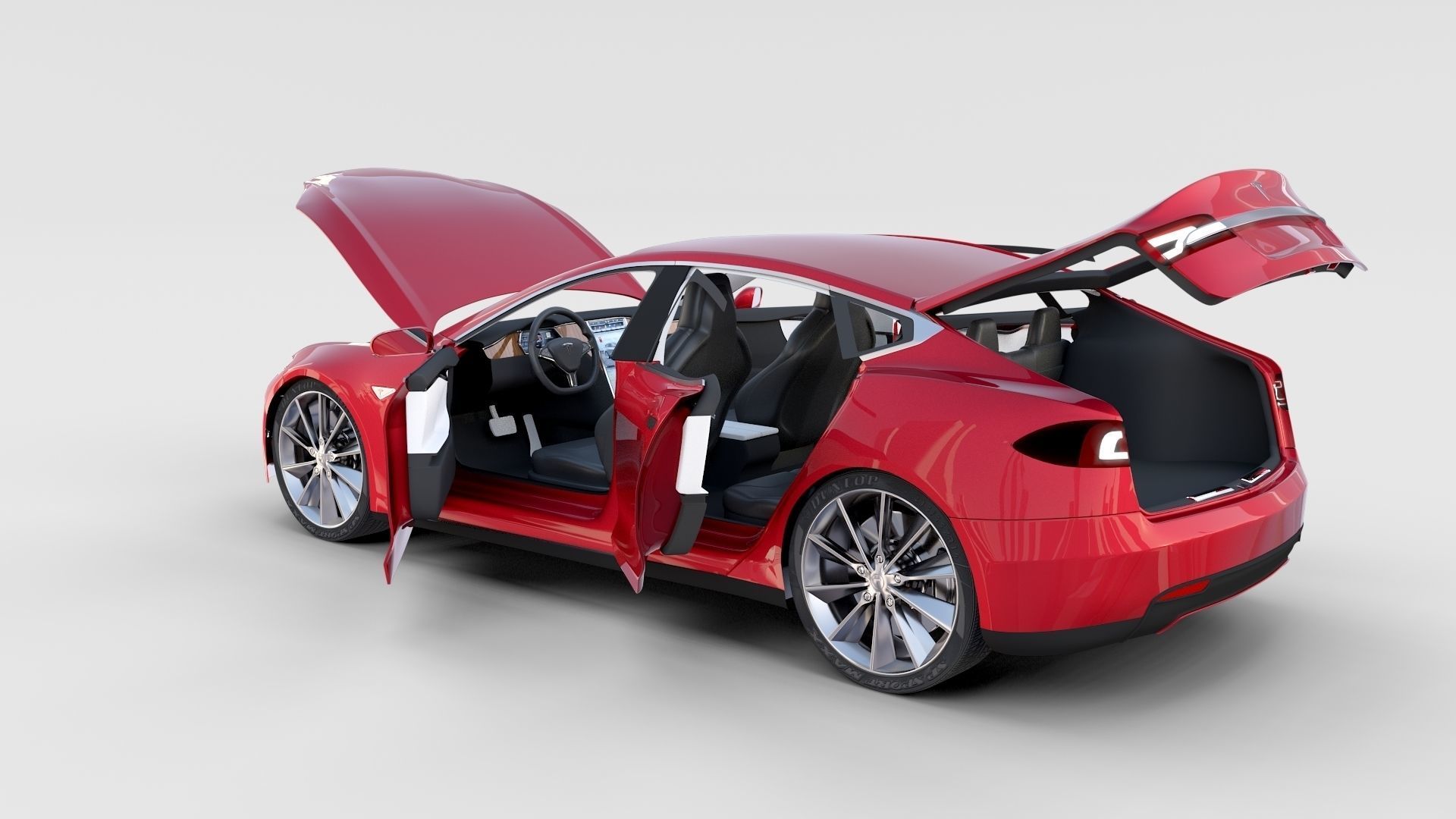 Tesla Model S with chassis-interior rev 3D model_24