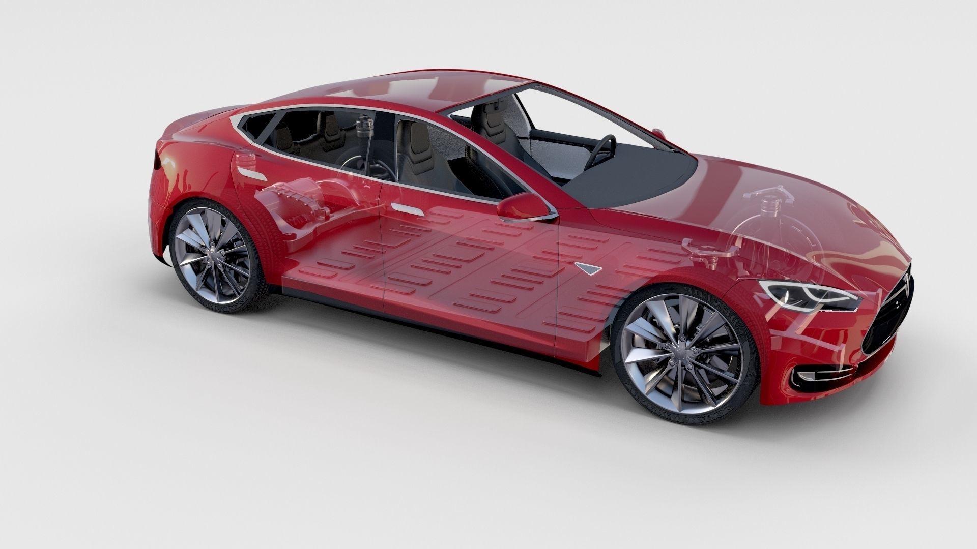 Tesla Model S with chassis-interior rev 3D model_88