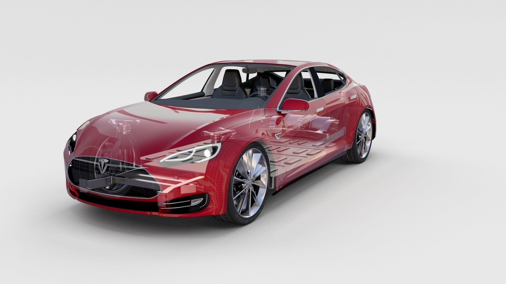 Tesla Model S with chassis-interior rev 3D model_27
