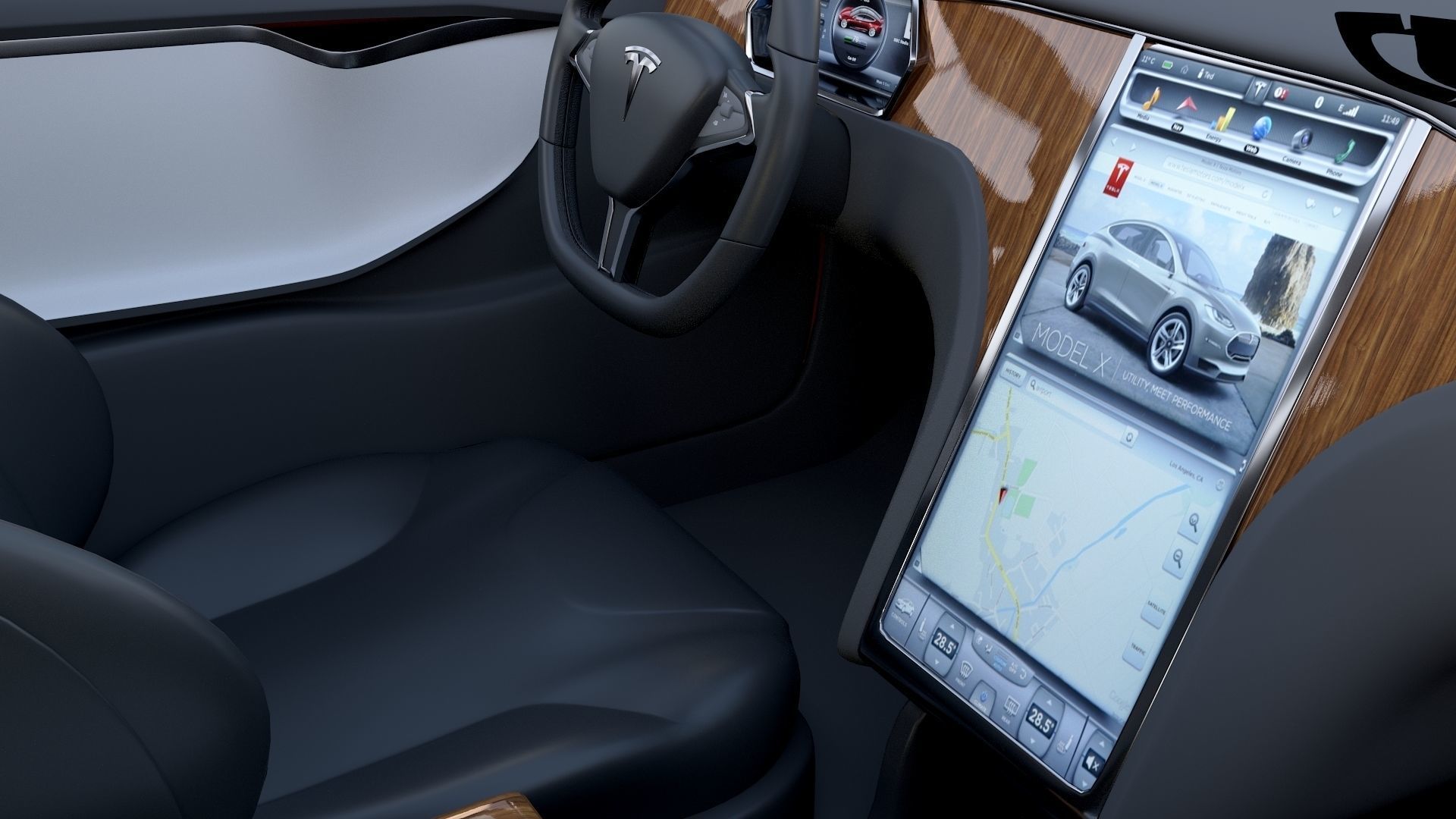 Tesla Model S with chassis-interior rev 3D model_12