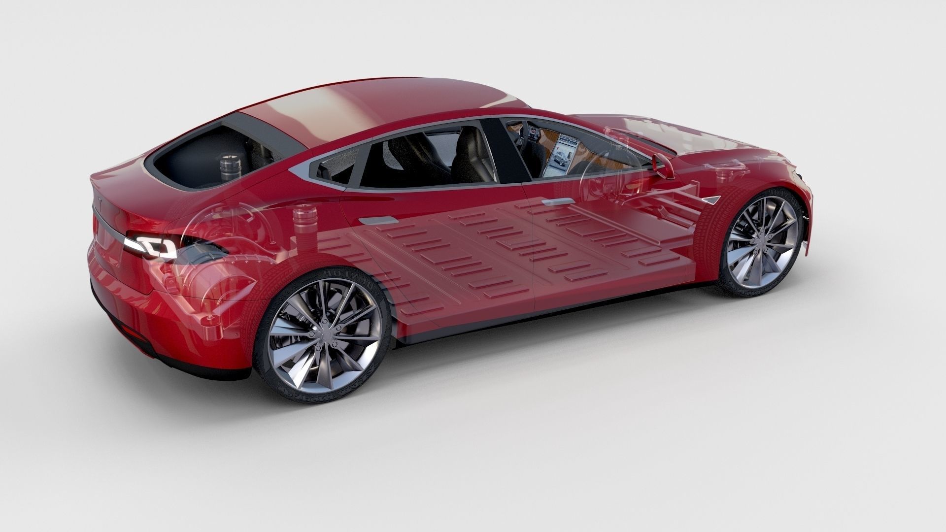 Tesla Model S with chassis-interior rev 3D model_20