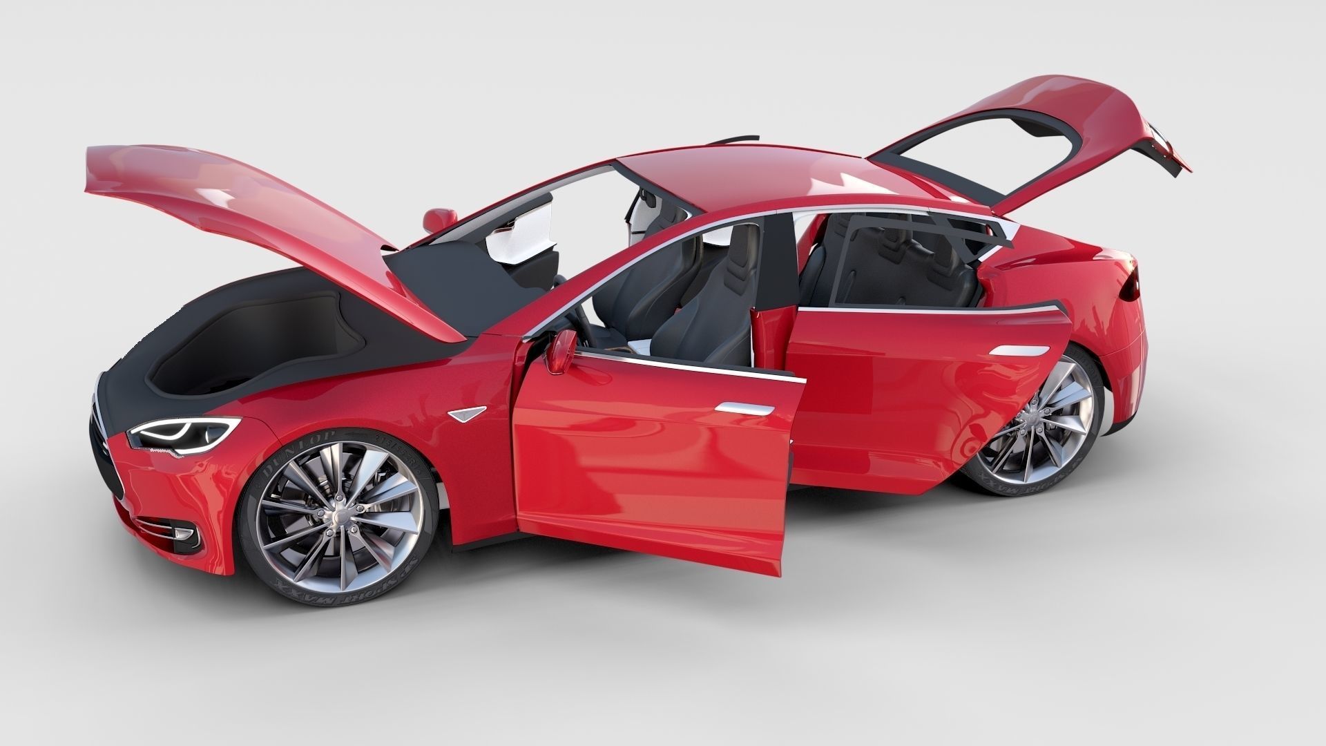 Tesla Model S with chassis-interior rev 3D model_2