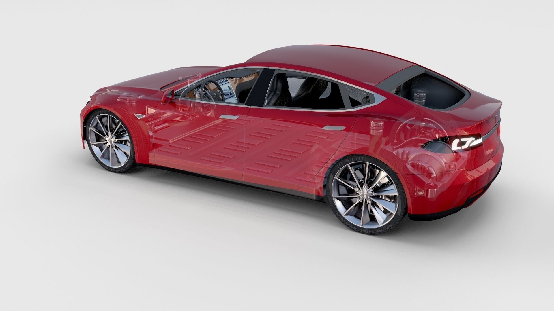 Tesla Model S with chassis-interior rev 3D model_85
