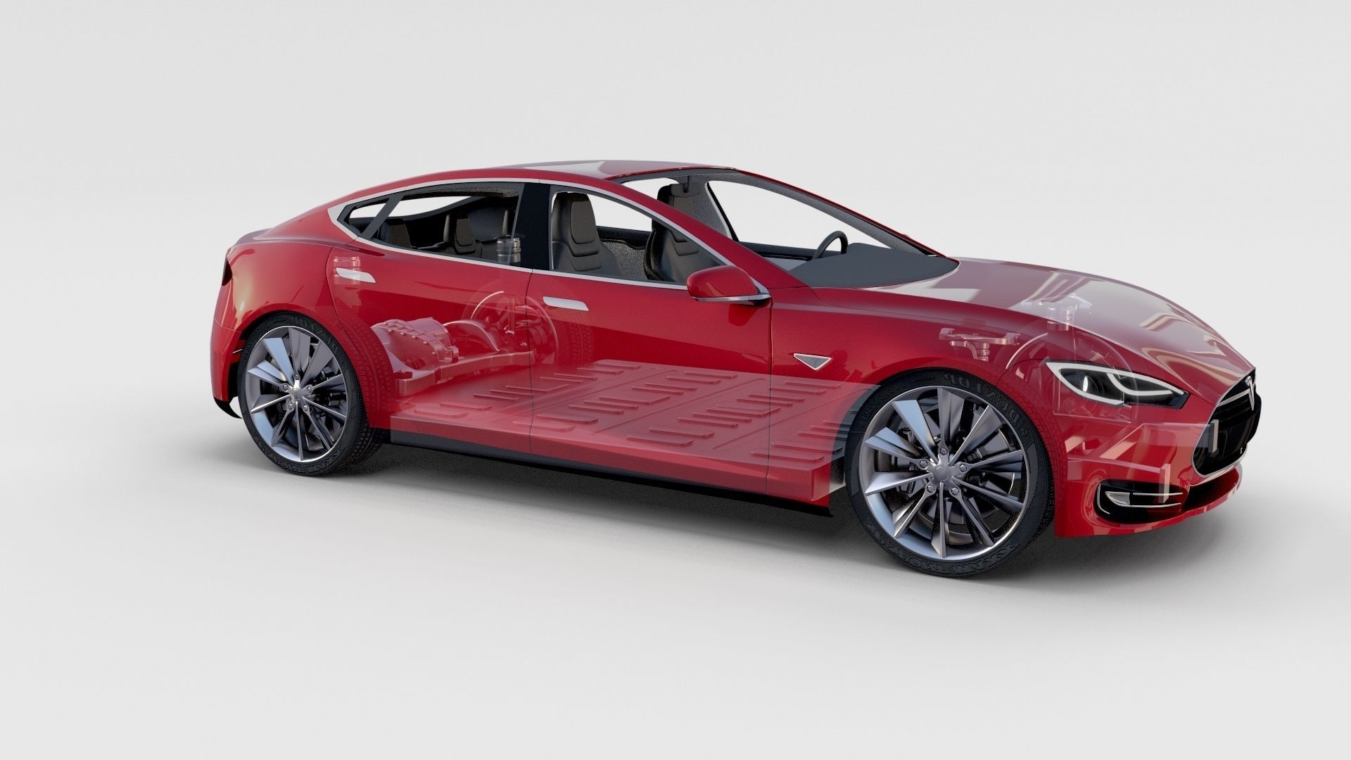 Tesla Model S with chassis-interior rev 3D model_70