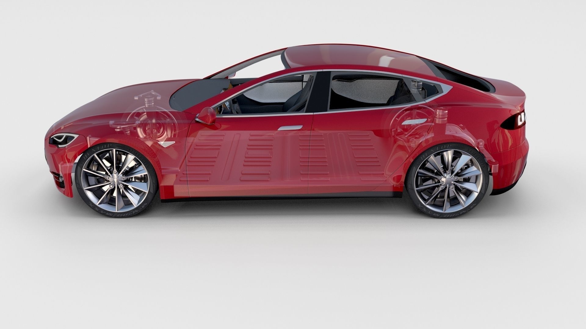 Tesla Model S with chassis-interior rev 3D model_18