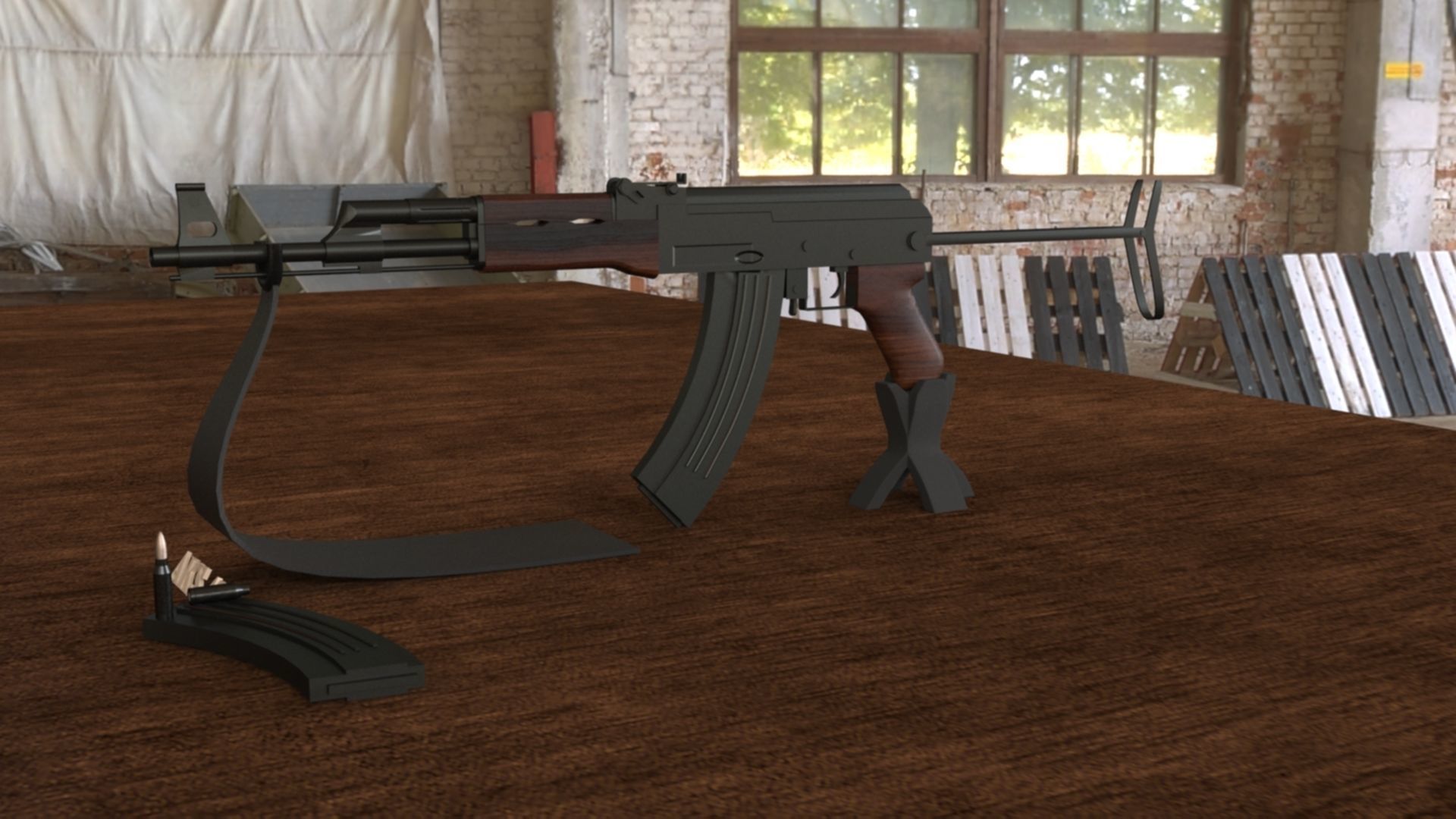 Russian AKS 47 Assault Rifle 3D Model Low-poly 3D model_8