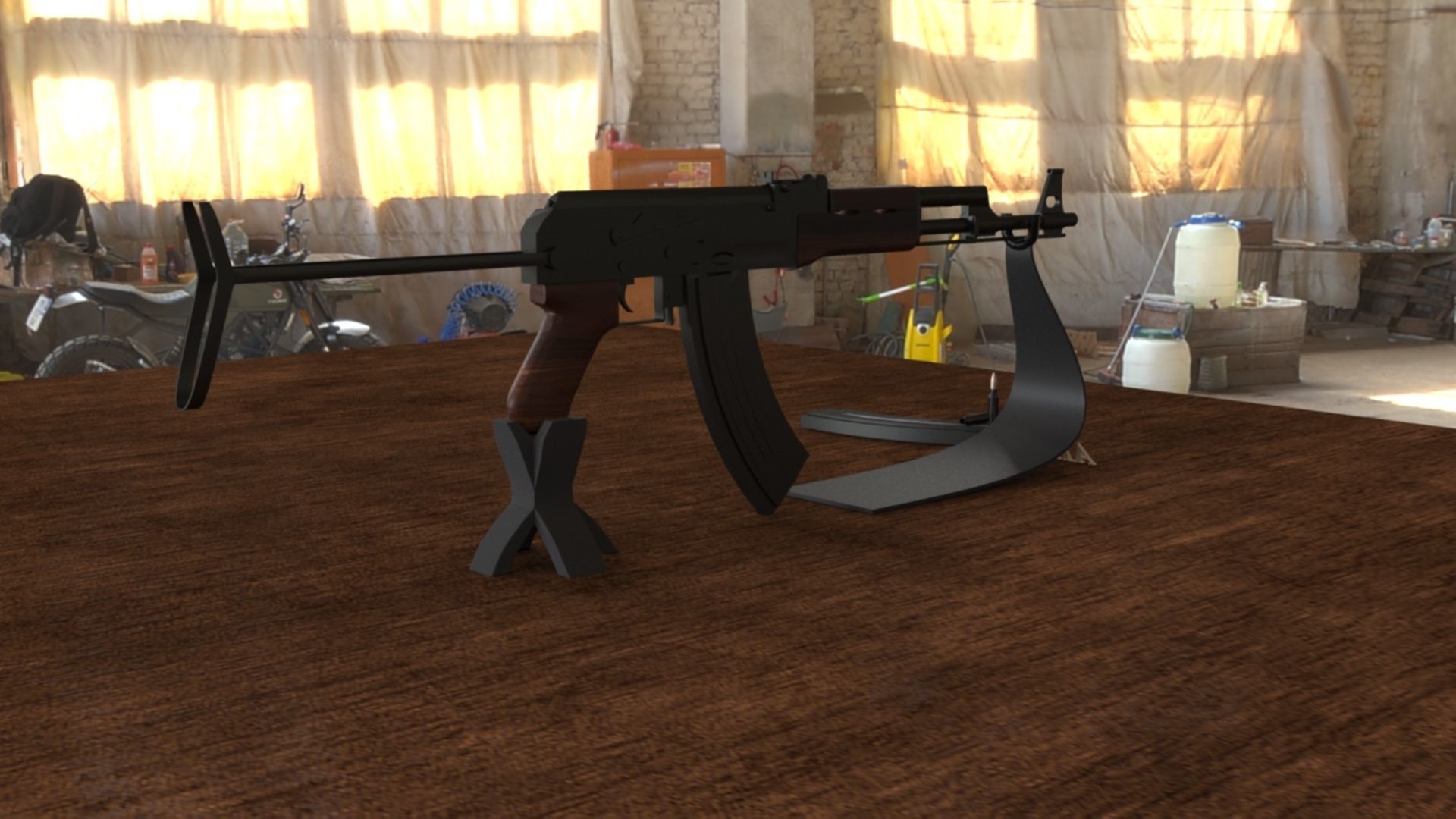 Russian AKS 47 Assault Rifle 3D Model Low-poly 3D model_3