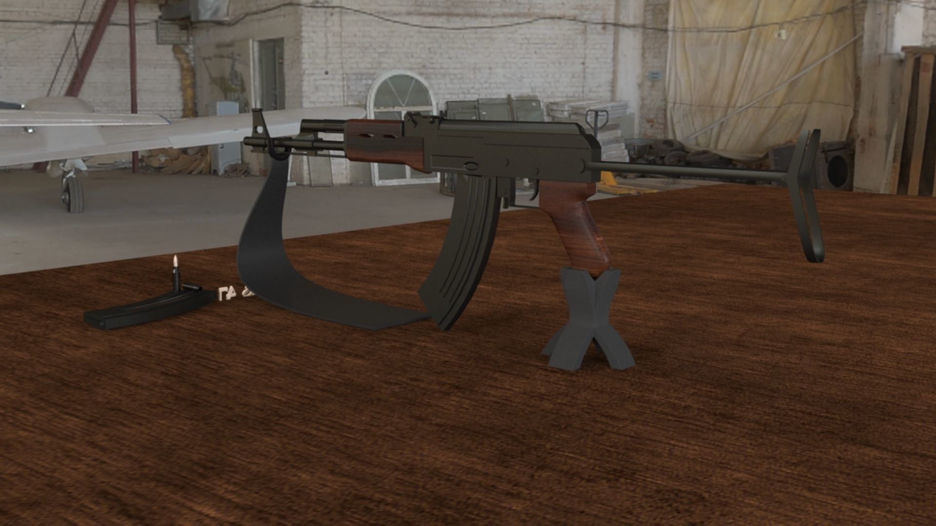 Russian AKS 47 Assault Rifle 3D Model Low-poly 3D model_12