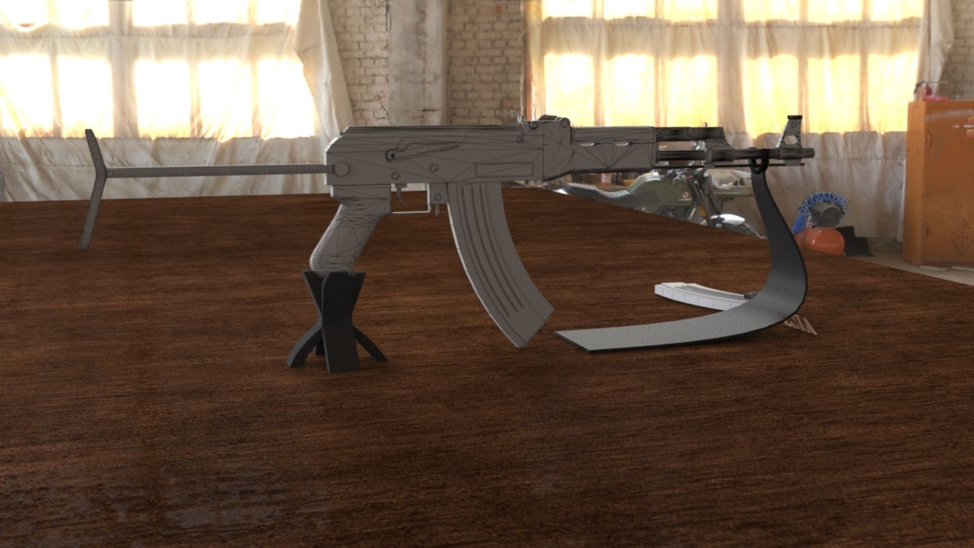 Russian AKS 47 Assault Rifle 3D Model Low-poly 3D model_16