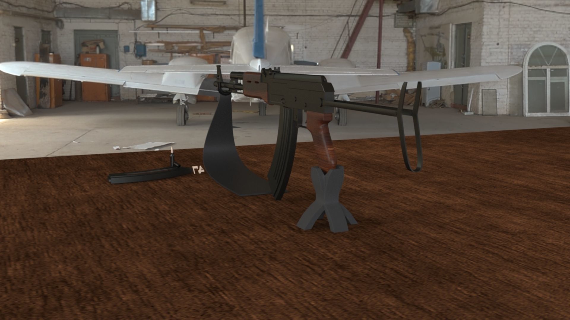 Russian AKS 47 Assault Rifle 3D Model Low-poly 3D model_13