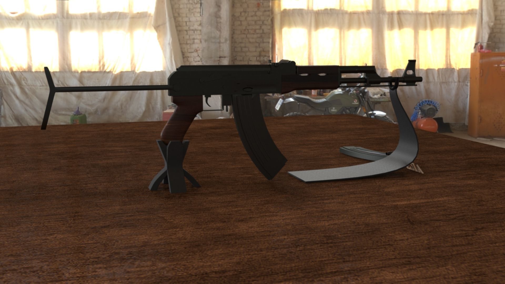 Russian AKS 47 Assault Rifle 3D Model Low-poly 3D model_4