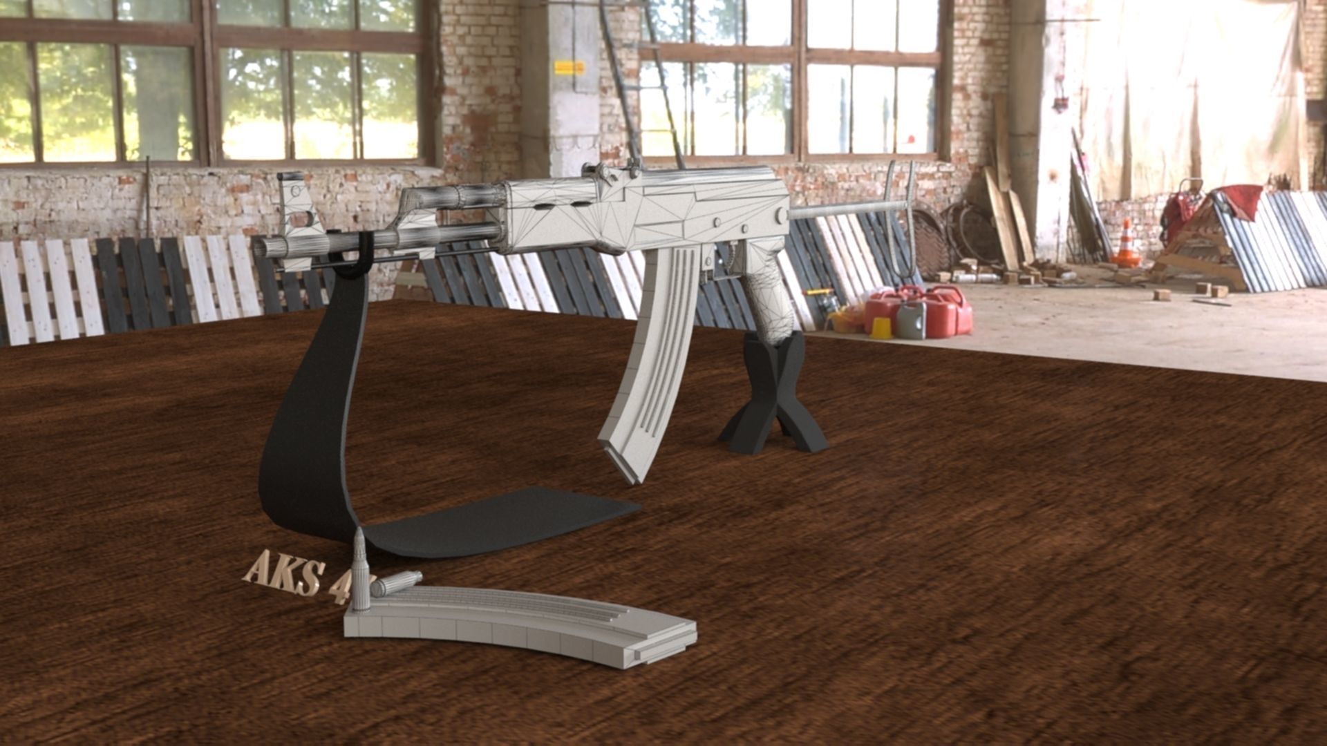 Russian AKS 47 Assault Rifle 3D Model Low-poly 3D model_22