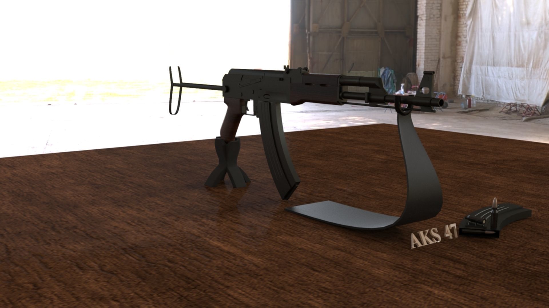 Russian AKS 47 Assault Rifle 3D Model Low-poly 3D model_7