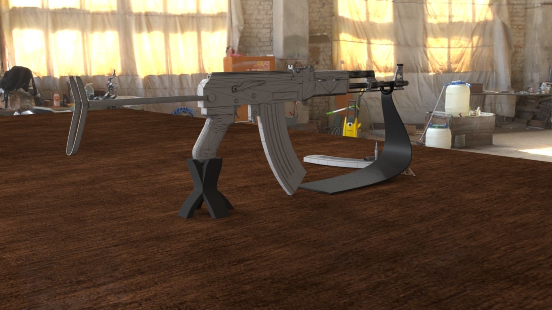 Russian AKS 47 Assault Rifle 3D Model Low-poly 3D model_15