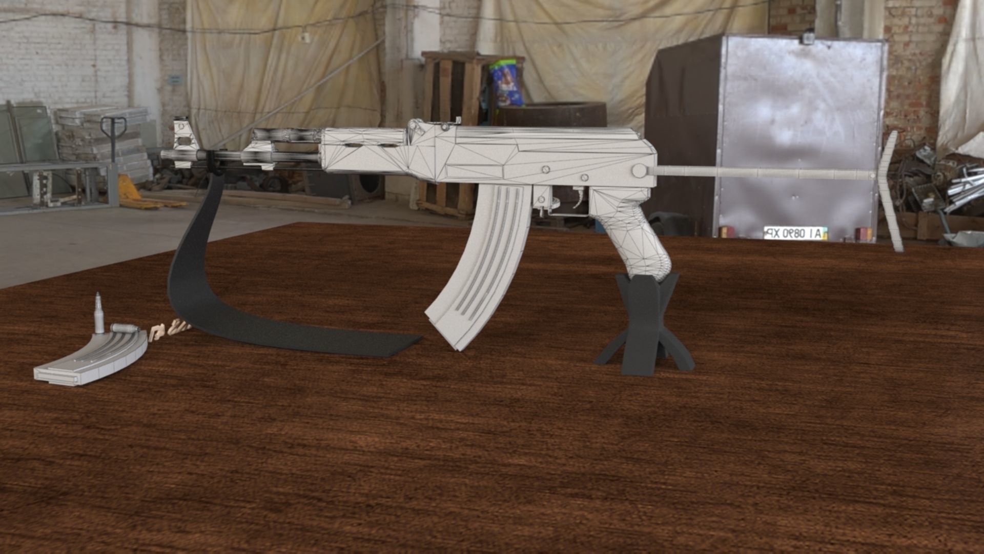 Russian AKS 47 Assault Rifle 3D Model Low-poly 3D model_19